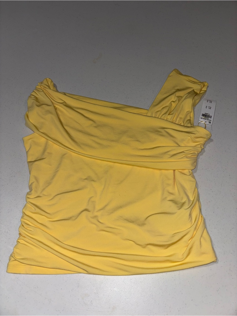 Abercrombie & Fitch Yellow One-Shoulder Ruched Tank